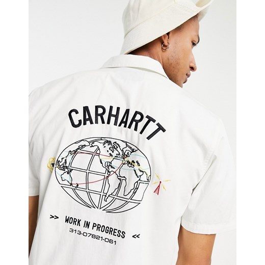 Carhartt WIP – Cartograph – Biała koszula z krótkim rękawem i haftem-Biały Carhartt Wip 2XL Asos Poland