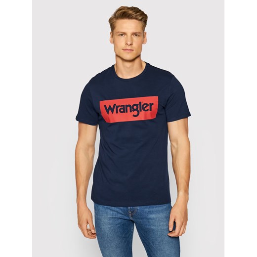 Wrangler T-Shirt Logo Tee W742FK114 Granatowy Regular Fit Wrangler S MODIVO