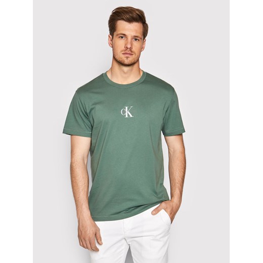 Calvin Klein Jeans T-Shirt J30J314267 Zielony Regular Fit XS okazyjna cena MODIVO