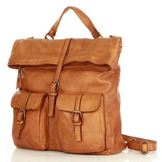 ARNIKA - Ponadczasowy plecak męski XL skórzany safari slow fashion - MARCO MAZZINI brąz camel Merg one size promocja merg.pl
