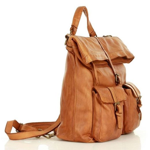 ARNIKA - Ponadczasowy plecak męski XL skórzany safari slow fashion - MARCO MAZZINI brąz camel Merg one size okazyjna cena merg.pl