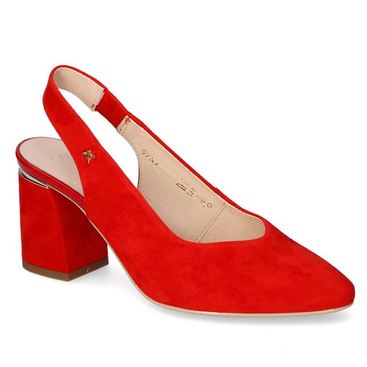 Czerwone Sandały Zamszowe Sala Na Słupku Sala 9751/28 Capretto ze sklepu Arturo-obuwie w kategorii Czółenka - zdjęcie 116239394