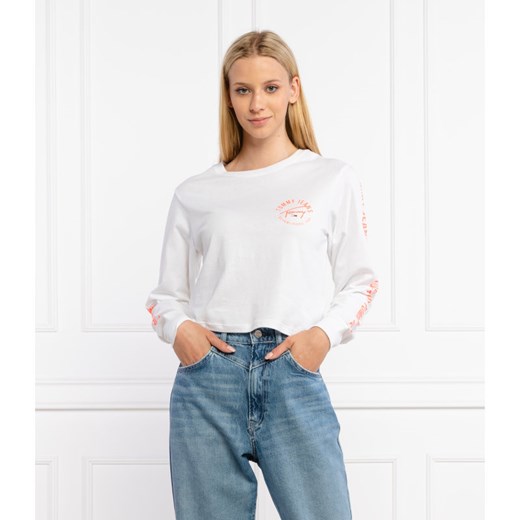 Bluzka damska Tommy Jeans z długim rękawem casual z okrągłym dekoltem 