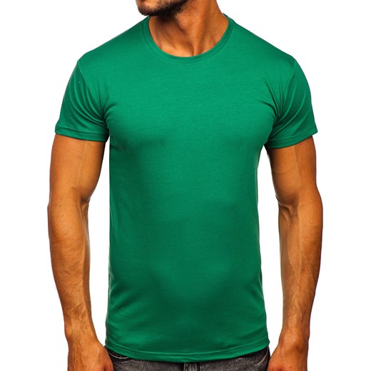 T-shirt męski bez nadruku zielony Denley 2005-101 L okazja Denley
