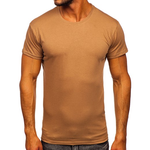 T-shirt męski bez nadruku brązowy Denley 2005 XL Denley wyprzedaż