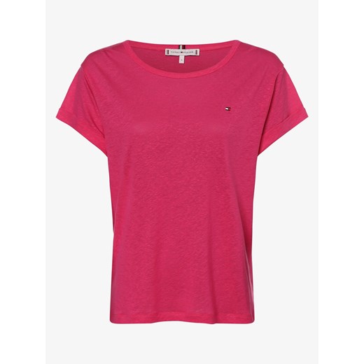 Tommy Hilfiger - T-shirt damski z dodatkiem lnu, różowy Tommy Hilfiger S vangraaf