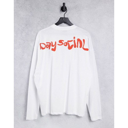 T-shirt męski Asos Day Social młodzieżowy bawełniany z długimi rękawami z nadrukami 