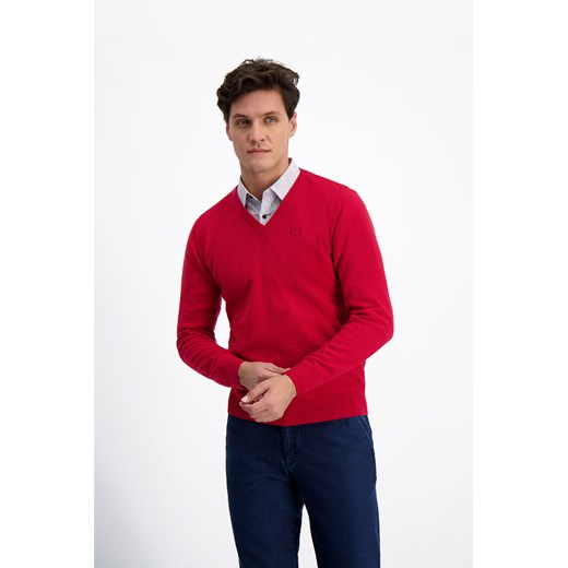 Czerwony sweter z wełny V-Neck 72759 Lavard S Lavard