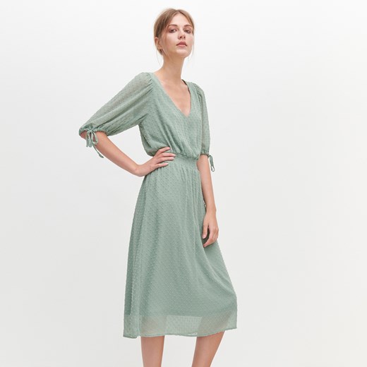 Reserved - Sukienka z tkaniny plumeti - Zielony Reserved 42 promocyjna cena Reserved