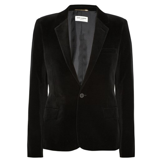 Cotton-blend velvet blazer net-a-porter czarny bawełniane