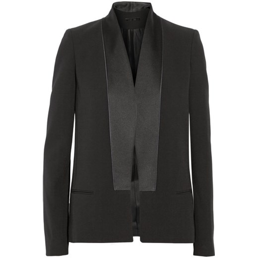 Silk and wool-blend tuxedo jacket net-a-porter czarny kurtki