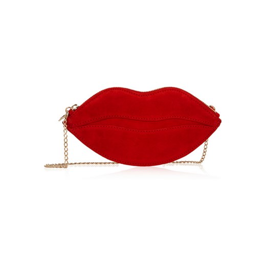 Kiss Purse suede shoulder bag net-a-porter czerwony 