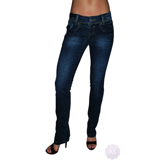 Granatowe spodnie jeansowe z prostą nogawką z szarpaniami mercerie-pl czarny jeans