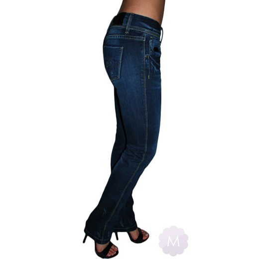 Granatowe spodnie jeansowe z prostą nogawką z szarpaniami mercerie-pl czarny minimalistyczne