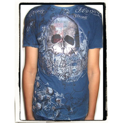 Koszulka Amplified - Honour Skull. rockzone-pl niebieski bawełniane