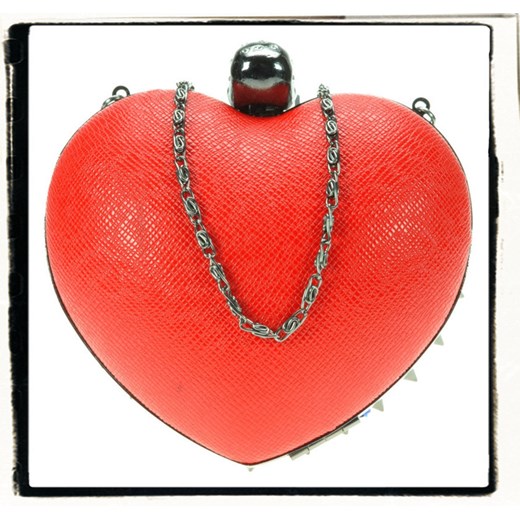 Torebka z ćwiekami i czaszką - ANARCHY HEART BAG, red rockzone-pl bialy materiałowe