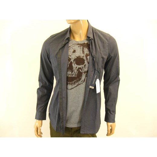 Shirt Mod. DANIELE ALESSANDRINI C5562R6793007 Blue/Grey maranellowebfashion-com szary łatki