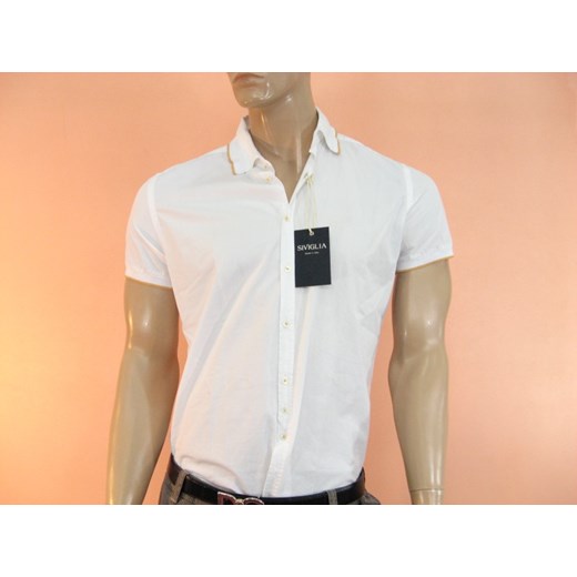 Shirt Mod. SIVIGLIA SC13MBU12 White maranellowebfashion-com bialy modne