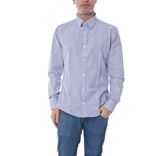 Shirt Mod. DANIELE ALESSANDRINI C1471B8273301 Blue/White maranellowebfashion-com niebieski modne