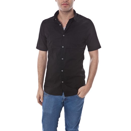 Shirt Mod. DANIELE ALESSANDRINI C6028R6353302 Black/Grey maranellowebfashion-com czarny łatki