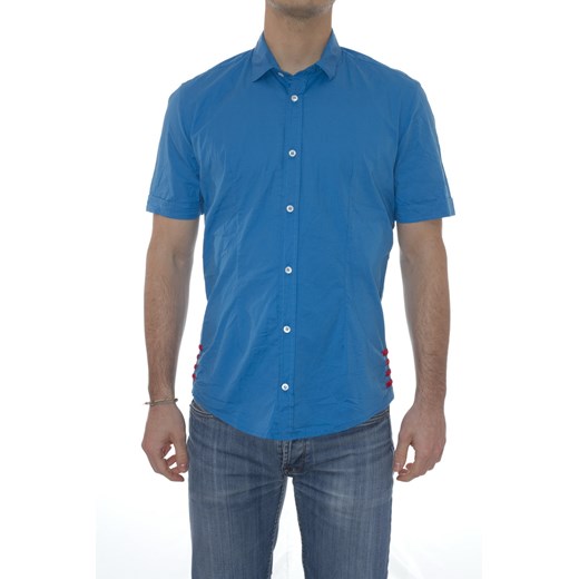 Shirt Mod. DANIELE ALESSANDRINI C1237B500R23201 Light blue maranellowebfashion-com niebieski łatki