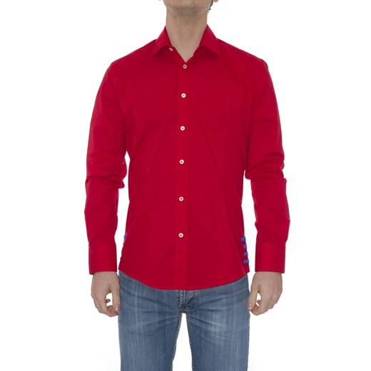 Shirt Mod. DANIELE ALESSANDRINI C1268B500R232001 Red maranellowebfashion-com czerwony łatki