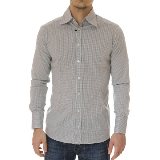 Shirt Mod. DANIELE ALESSANDRINI C280R9013208 White/Grey maranellowebfashion-com szary łatki