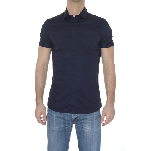 Shirt Mod. DANIELE ALESSANDRINI C5815R5533202 Blue maranellowebfashion-com czarny łatki