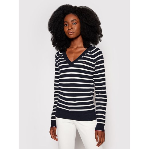 Sweter damski Tommy Hilfiger z dekoltem w serek 