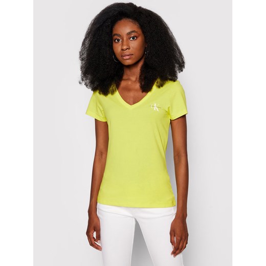 Calvin Klein Jeans T-Shirt Monogram J20J217166 Żółty Slim Fit XL MODIVO