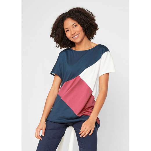 T-shirt nietoperz "colorblocking" z dekoltem w łódkę | bonprix 52/54 bonprix