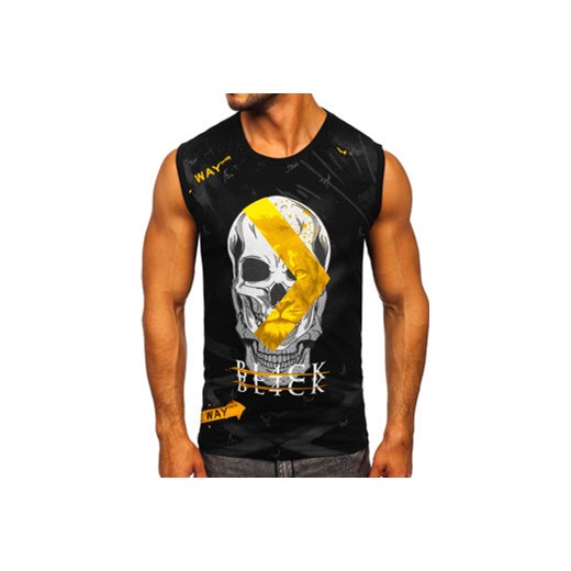 Czarna koszulka tank top z nadrukiem Bolf 14814 L Denley wyprzedaż