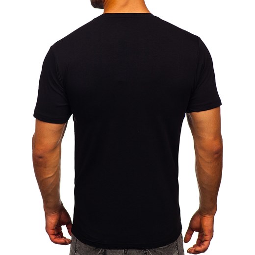 Czarny t-shirt męski z aplikacjami Denley 2352 L wyprzedaż Denley