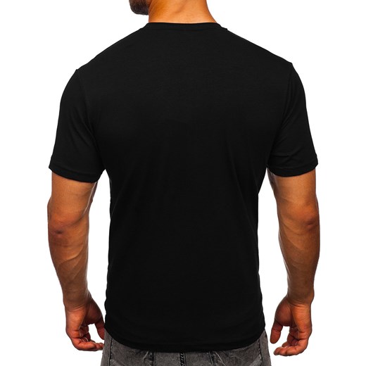 Czarny t-shirt męski z nadrukiem Denley 192410 S promocja Denley