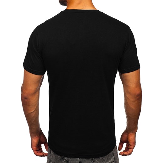 Czarny bawełniany t-shirt męski z nadrukiem Bolf CMR18 XL promocyjna cena Denley