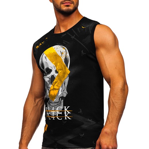 Czarna koszulka tank top z nadrukiem Bolf 14814 XL wyprzedaż Denley