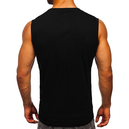 Czarna koszulka tank top z nadrukiem Bolf 14814 M promocyjna cena Denley