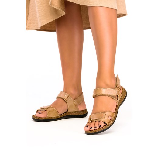 Sandały damskie Sergio Leone na płaskiej podeszwie skórzane 