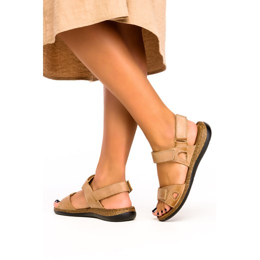 Sandały damskie Sergio Leone skórzane na płaskiej podeszwie płaskie 