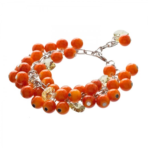 Pomarańczowa bransoletka fashion złote kryształy Topaz SWAROVSKI® ELEMENTS sotho bialy antyalergiczny