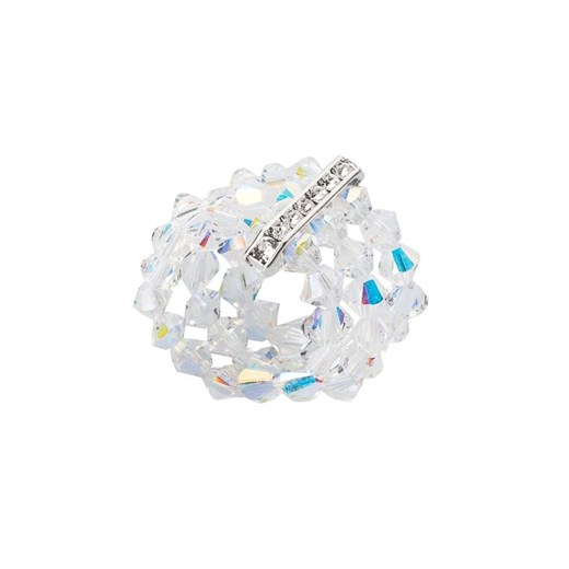 Gruby modowy kryształowy pierścionek Crystal AB SWAROVSKI® ELEMENTS sotho bialy antyalergiczny