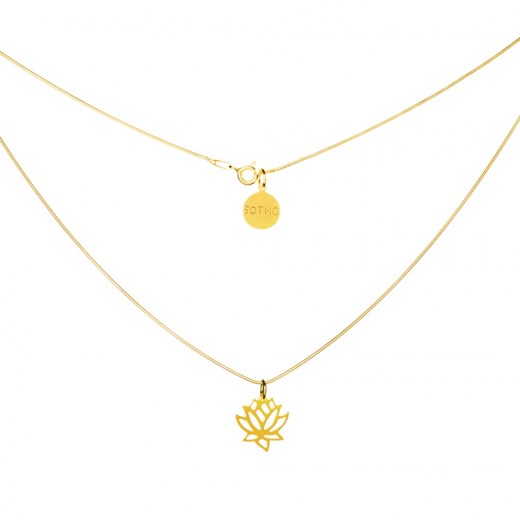 Złoty modowy naszyjnik symbol kwiat lotosu lotos łańcuszek żmijka sotho  damskie