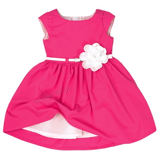 Elegancka różowa sukienka z kwiatkiem 74 - 158 Samanta blumore-pl rozowy bawełniane