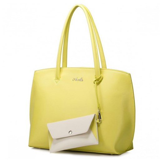 Piękna damska torebka z bydlęcej skóry  Żółta wizytowe-torebki-pl zielony damskie
