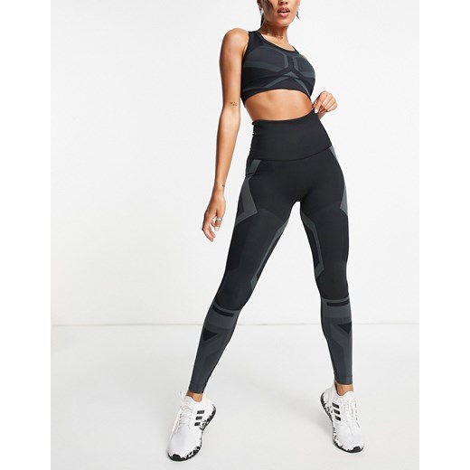 adidas Training – Czarne modelujące sylwetkę legginsy z przeszyciami-Black L Asos Poland