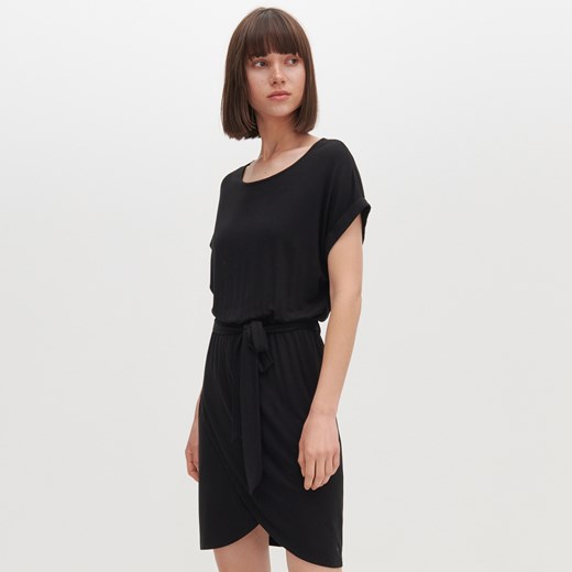 Reserved - Dzianinowa sukienka z wiskozy - Czarny Reserved XL wyprzedaż Reserved