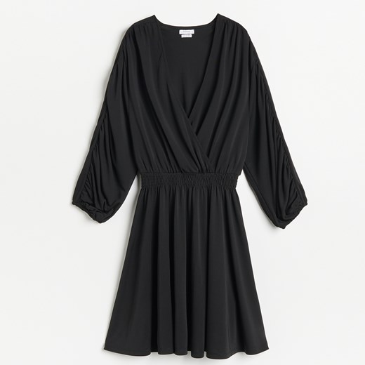 Reserved - Sukienka z kopertowym dekoltem - Czarny Reserved S okazyjna cena Reserved