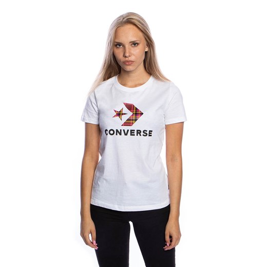 Koszulka damska Converse Star. Cherv. Plaid In T-shirt biała Converse M promocja bludshop.com