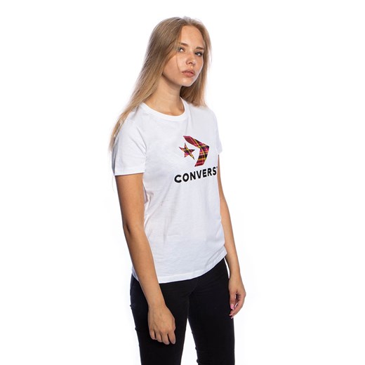 Koszulka damska Converse Star. Cherv. Plaid In T-shirt biała Converse S okazja bludshop.com