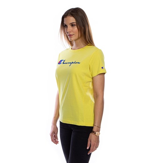 Koszulka damska Champion Script Logo Crew Neck T-Shirt żółta Champion M promocyjna cena bludshop.com